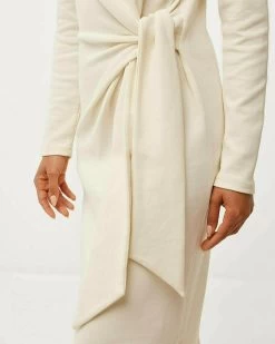 MEXX Longsleeve Dress With Knot Off White -Style Verkoop 3614 TU0648026W 110701 4
