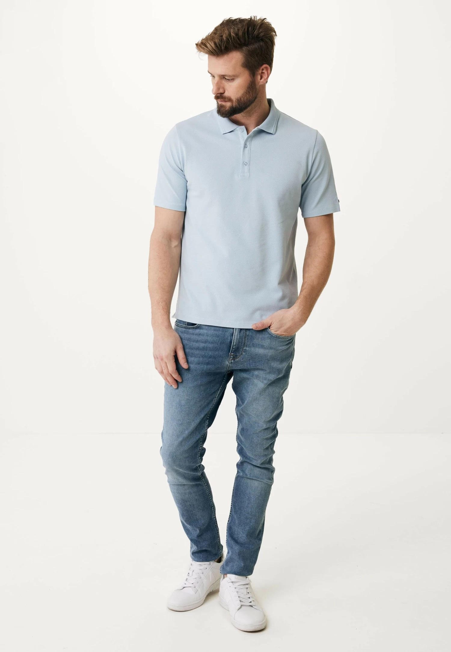 MEXX Popcorn Polo Licht Blauw 4 MEXX Popcorn Polo Licht Blauw - Afbeelding 2