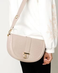 MEXX Croco Halfmoon Crossbody Bag Ecru