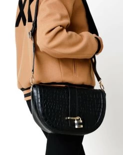 MEXX Croco Halfmoon Crossbody Bag Black