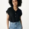 MEXX Korte Mouwen Blouse Zwart -Style Verkoop df0419033w 193911 2