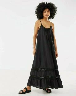 MEXX A-line Broidery Spaghetti Dress Black