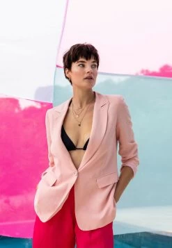 MEXX Linnen Blazer Roze -Style Verkoop mexx cote d azur 60