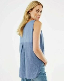 MEXX Linnen Top Blauw -Style Verkoop sf2044023w 124806 3