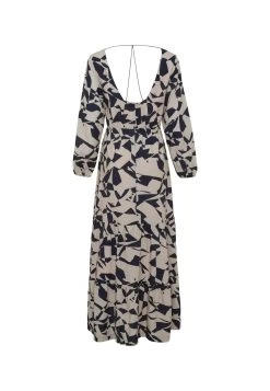 MEXX Lange Mouwen V-hals Jurk Beige -Style Verkoop tu0631033w 151306 6