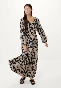 MEXX Lange Mouwen V-hals Jurk Beige -Style Verkoop tu0633033w 155218 5