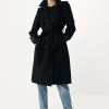 MEXX Double Breasted Trenchcoat Zwart -Style Verkoop tu1105003w 193911 2