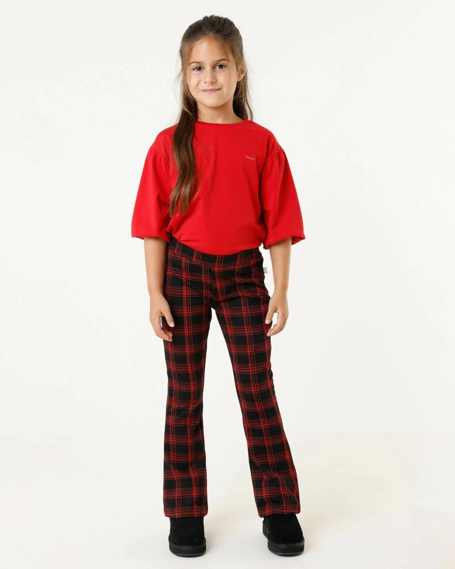 MEXX Checked Flared Pants Red 3 MEXX Checked Flared Pants Red