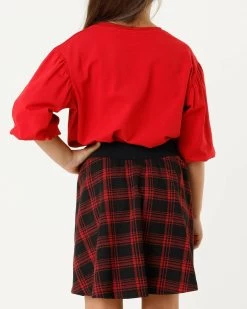 MEXX Knitted Check Skirt Red -Style Verkoop tu1704026g 191758 4