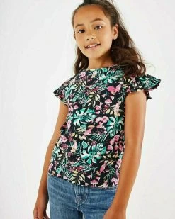 MEXX Printed Ruffle Top Navy