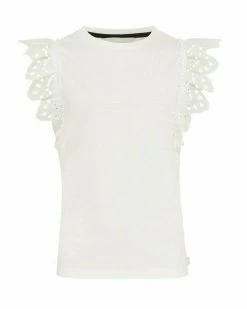 MEXX Broidery Sleeves Top Off White -Style Verkoop tu2041023g 110602