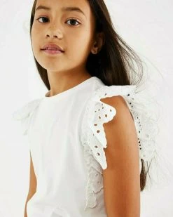 MEXX Broidery Sleeves Top Off White -Style Verkoop tu2041023g 110602 4