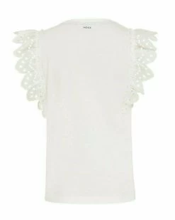 MEXX Broidery Sleeves Top Off White -Style Verkoop tu2041023g 110602 6