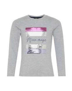 MEXX T-shirt With Sequins Artwork Grey Melee -Style Verkoop tu2104026 01g 300001