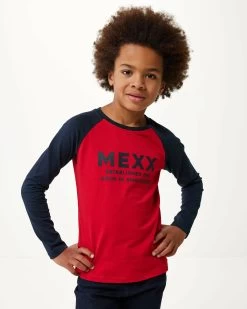 MEXX Colorblock T-shirt Long Sleeve Red