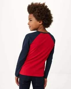 MEXX Colorblock T-shirt Long Sleeve Red -Style Verkoop zn2129026b 191559 4