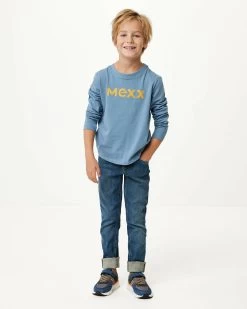 MEXX Long Sleeve Logo Carrier T-shirt Mid Blue -Style Verkoop zn2131026b 184020 3