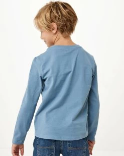 MEXX Long Sleeve Logo Carrier T-shirt Mid Blue -Style Verkoop zn2131026b 184020 4